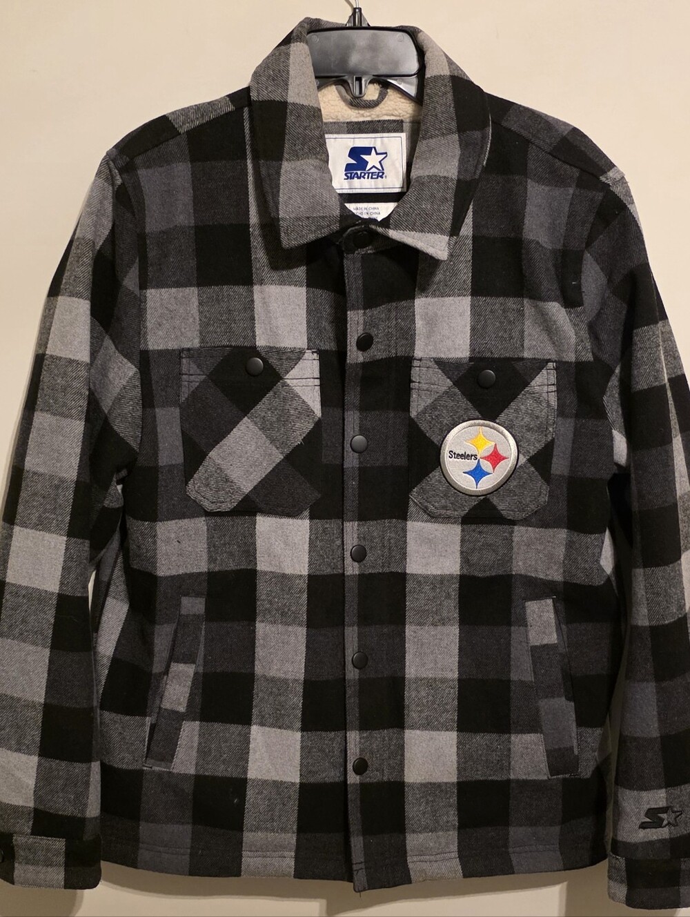 Starter Pittsburgh Steelers Sherpa-Lined Plaid Jacket Size Medium NFL Football